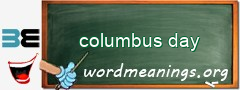 WordMeaning blackboard for columbus day